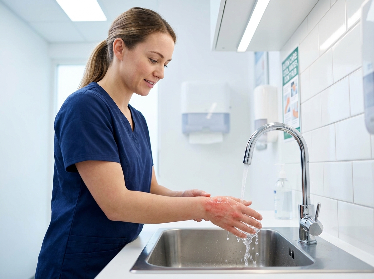 First aid for burns under cold running water