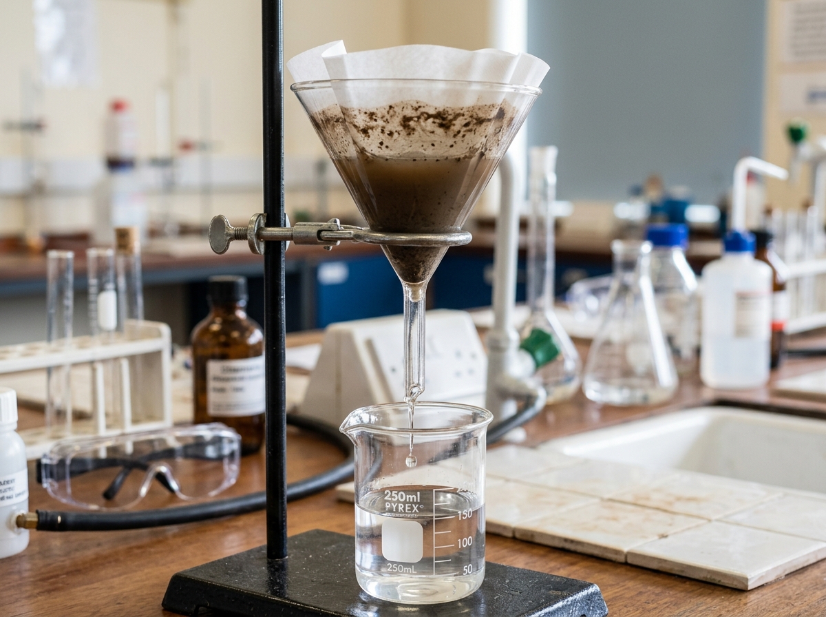 Laboratory filtration of muddy water