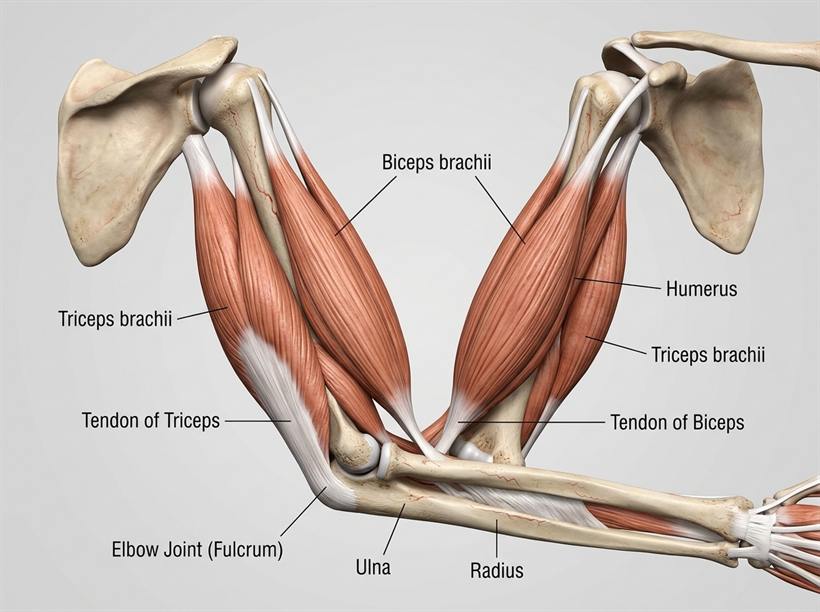 Realistic 3D Medical Model of Arm Biceps and Triceps Muscles