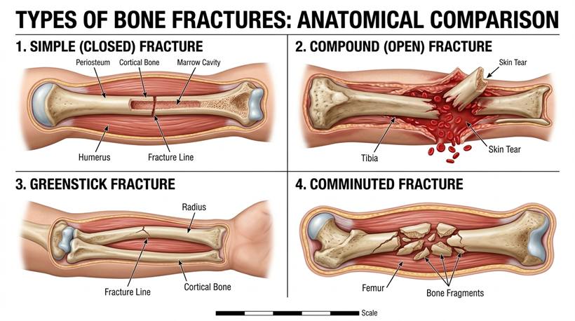 Realistic 3D Medical Anatomical Chart of Bone Fractures