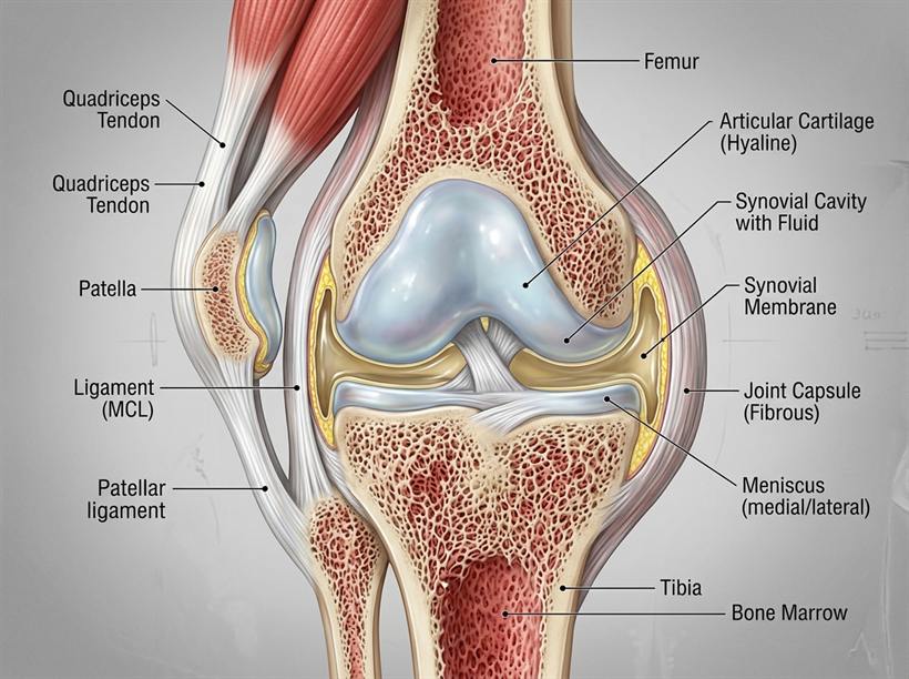 Realistic 3D Medical Cross-Section of a Synovial Joint