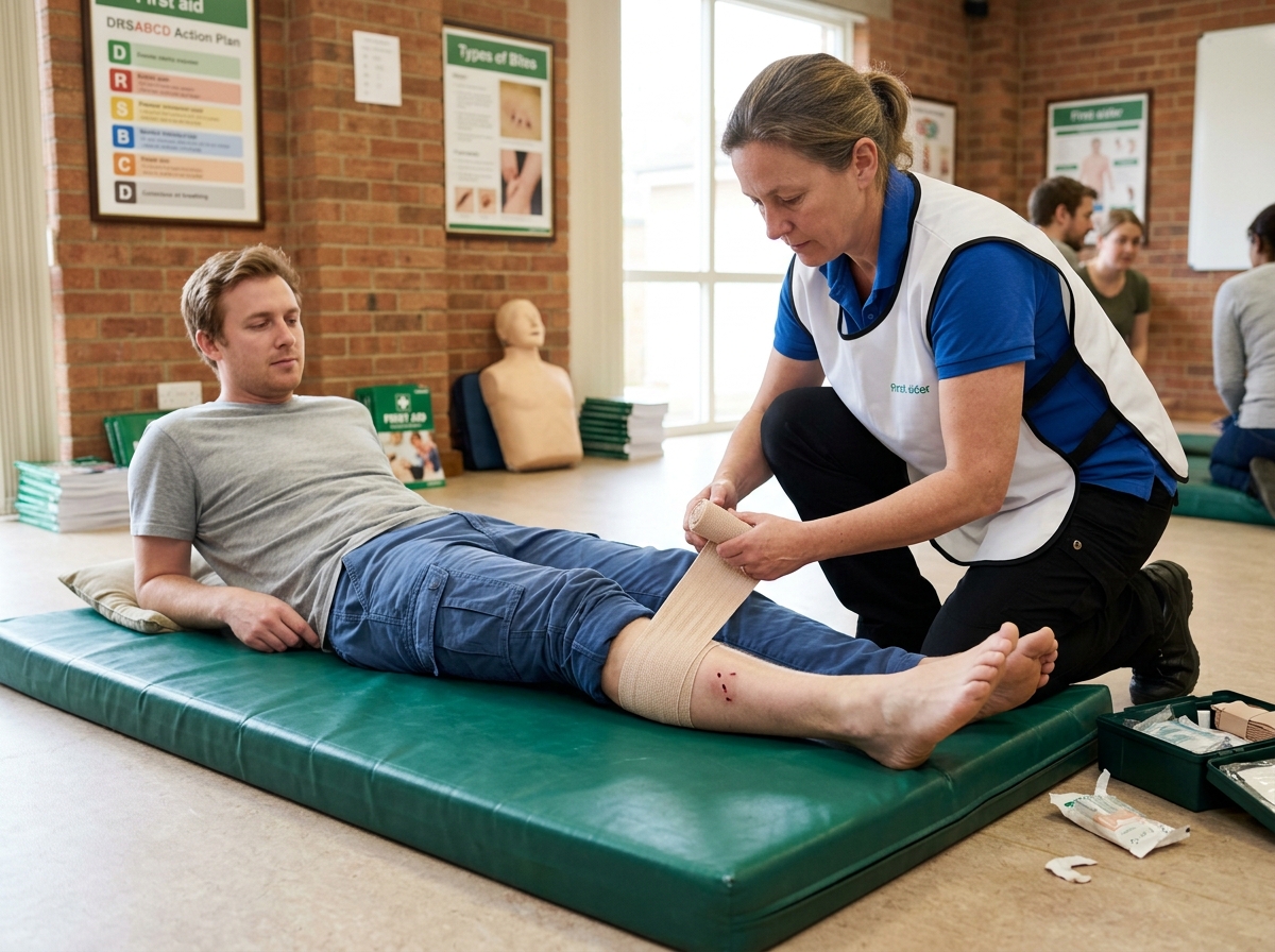 Snake bite first aid with tourniquet